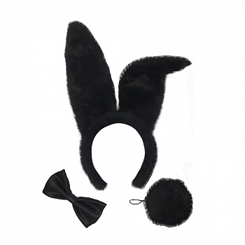 Набор «Черный Кролик»: уши на ободке, хвост, бабочка