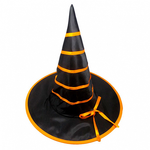Черная шляпа ведьмы с оранжевой лентой