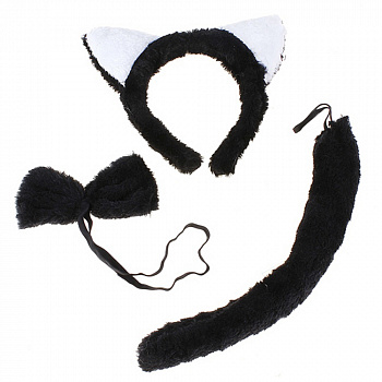 Набор «Котик» чёрный с белыми ушками